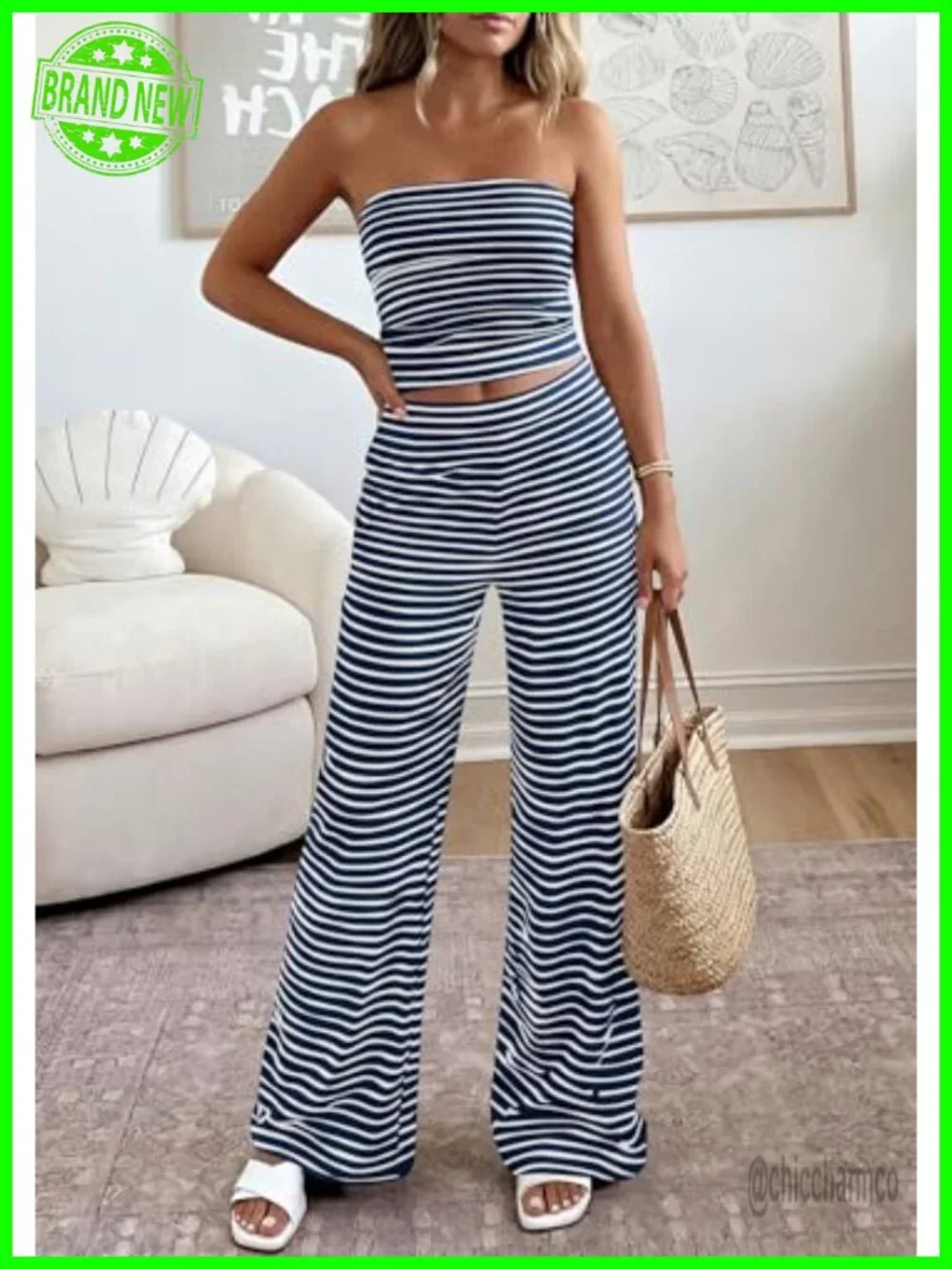 Two Piece Striped Sets Women Matching Loungewear Vacation Outfits Lightweight